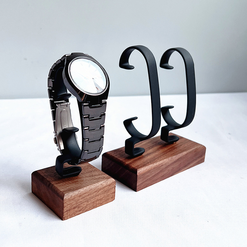 Jewelry And Watches Inc - Houten C-vormige horlogehouder, massief houten sieradenstandaard
